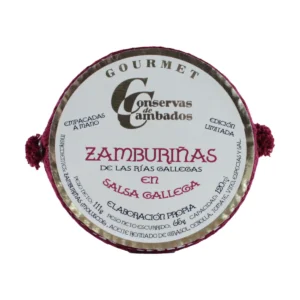Conservas de Cambados Gourmet round tin of zamburiñas (small scallops) in Galician sauce