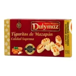 Dulymaz Marzipan Figures (Figuritas de Mazapán), Supreme Quality, 3.5 oz Dulymaz Figuritas de Mazapán, red and gold box of Spanish almond marzipan figures, 100 g