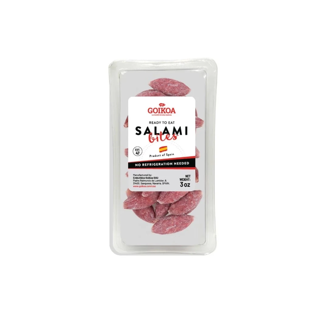 Goikoa Mini Salami Bites, 3 oz Goikoa mini salami cured bites in a 3 oz bag