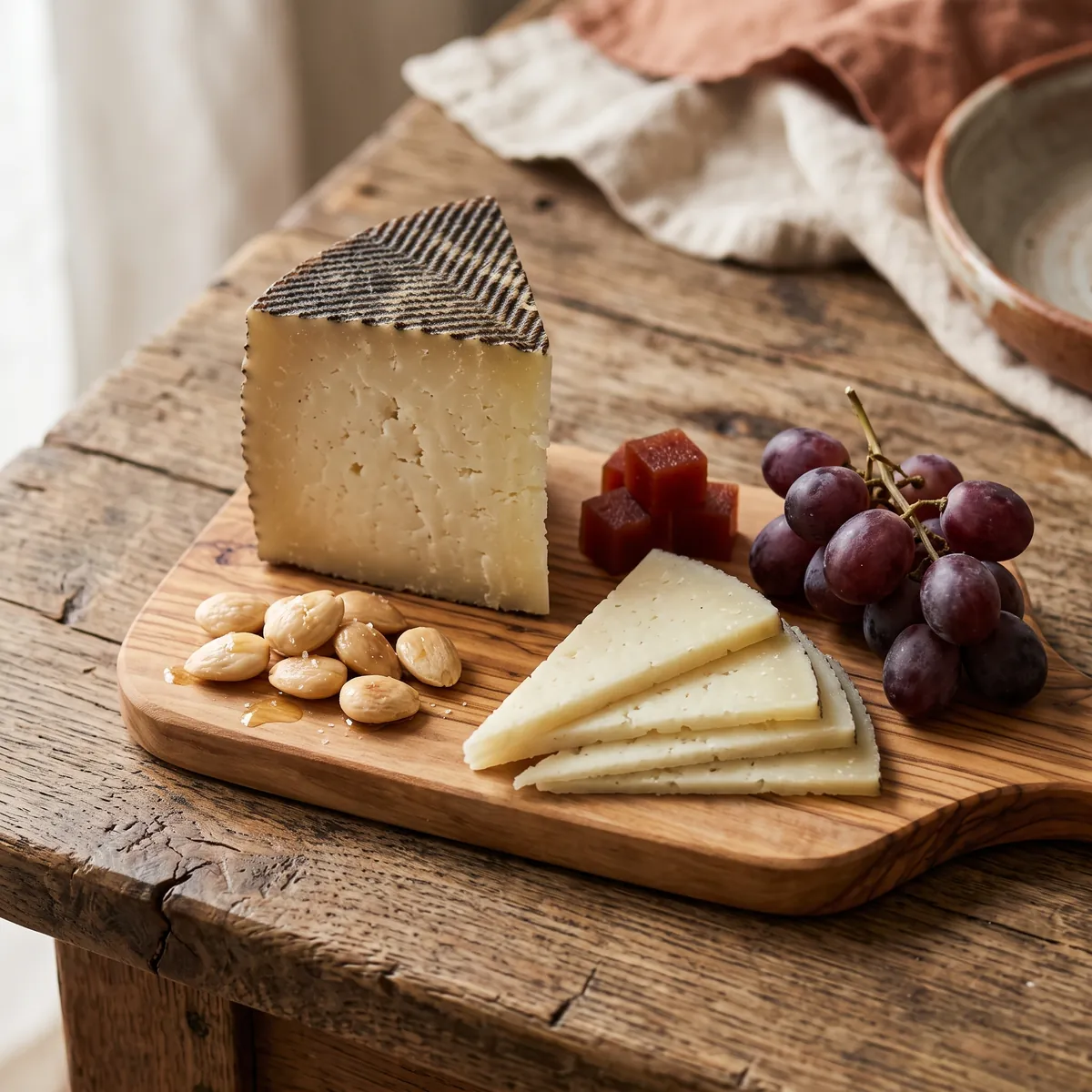 Wedge of aged Manchego cheese