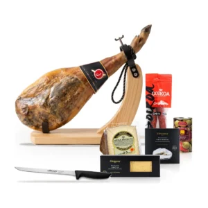 Serrano Ham Christmas Box with Stand, Knife & Turrón: everything in the box